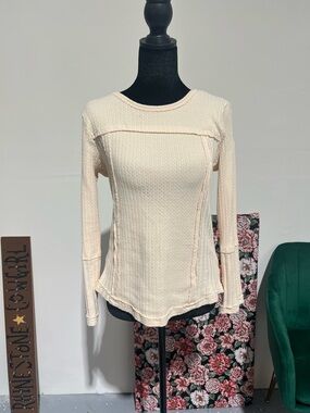 easel Cream Ribbed Long-Sleeve Thermal Top